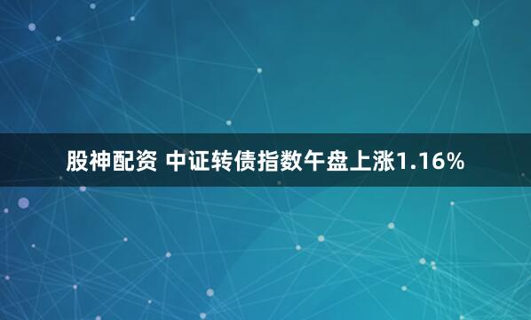 股神配资 中证转债指数午盘上涨1.16%